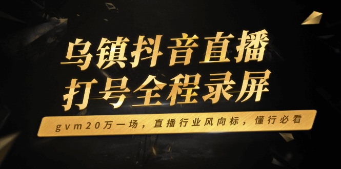 乌镇抖音直播打号全程录屏，gvm20万一场，直播行业风向标，懂行必看-闲云网创闲云网创