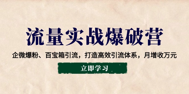 流量实战爆破营：企微爆粉、百宝箱引流，打造高效引流体系，月增收万元-闲云网创闲云网创