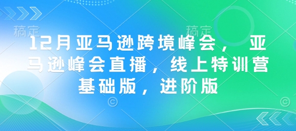 12月亚马逊跨境峰会， 亚马逊峰会直播，线上特训营基础版，进阶版-闲云网创闲云网创