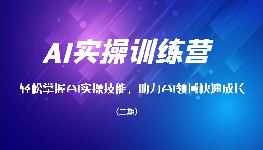 AI实操训练营，轻松掌握AI实操技能，助力AI领域快速成长(二期)-优优云网创