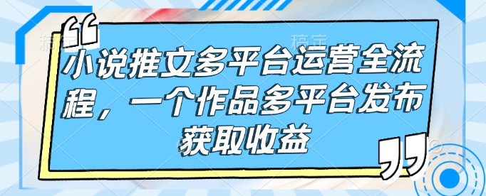 小说推文多平台运营全流程，一个作品多平台发布获取收益-创云分享创云网创