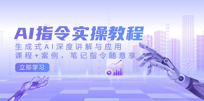 AI指令实操教程，生成式AI深度讲解与应用，课程+案例，笔记指令随意享-雨辰网创分享