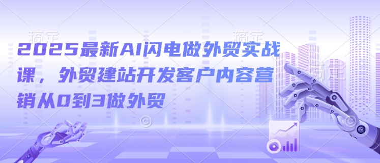 2025最新AI闪电做外贸实战课，外贸建站开发客户内容营销从0到3做外贸-亿云网创