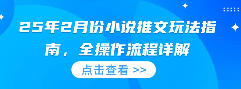 25年2月份小说推文玩法指南，全操作流程详解-红宝盒创业网创平台