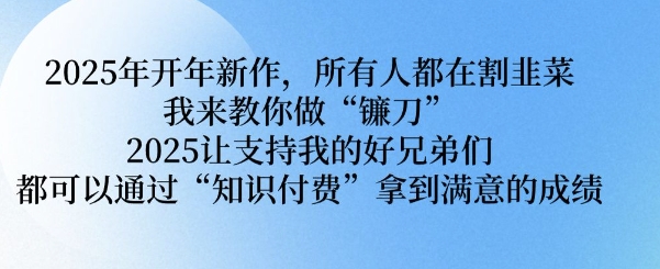 2025年开年新作，所有人都在割韭菜，我来教你做“镰刀” 2025让支持我的好兄弟们都可以通过“知识付费”拿到满意的成绩【揭秘】-亿云网创