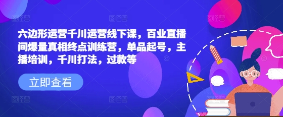 六边形运营千川运营线下课，百业直播间爆量真相终点训练营，单品起号，主播培训，千川打法，过款等-雨辰网创分享