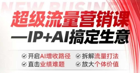 2025年超级流量营销课，IP+AI搞定生意，开启AI增收路径 直击业绩难题 拆解流量打法 放大个体价值-雨辰网创分享