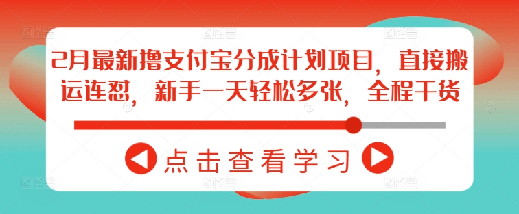 2月最新撸支付宝分成计划项目，直接搬运连怼，新手一天轻松多张，全程干货-亿云网创