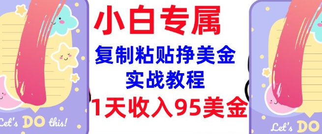 复制粘贴挣美金，0门槛，1天收入95美刀，3分钟学会，内部教程(首次公开)-雨辰网创分享