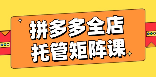 拼多多全店托管矩阵课，盈利动销玩法，高效计划设置，提升店铺效益或 [ ]网创人人推