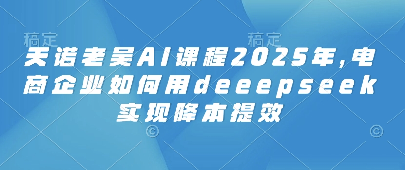 天诺老吴AI课程2025年，电商企业如何用deeepseek实现降本提效或 [ ]网创人人推