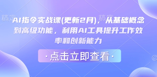 AI指令实战课(更新2月)，从基础概念到高级功能，利用AI工具提升工作效率和创新能力-启点工坊