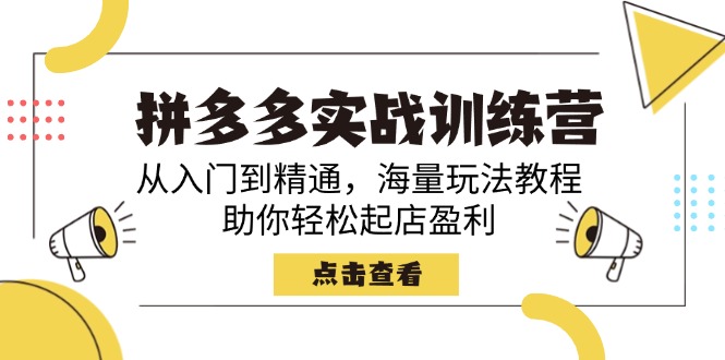 拼多多实战训练营，从入门到精通，海量玩法教程，助你轻松起店盈利-雨辰网创分享