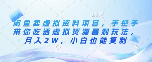 闲鱼卖虚拟资料项目，手把手带你吃透虚拟资源暴利玩法，月入2W，小白也能复制-启点工坊