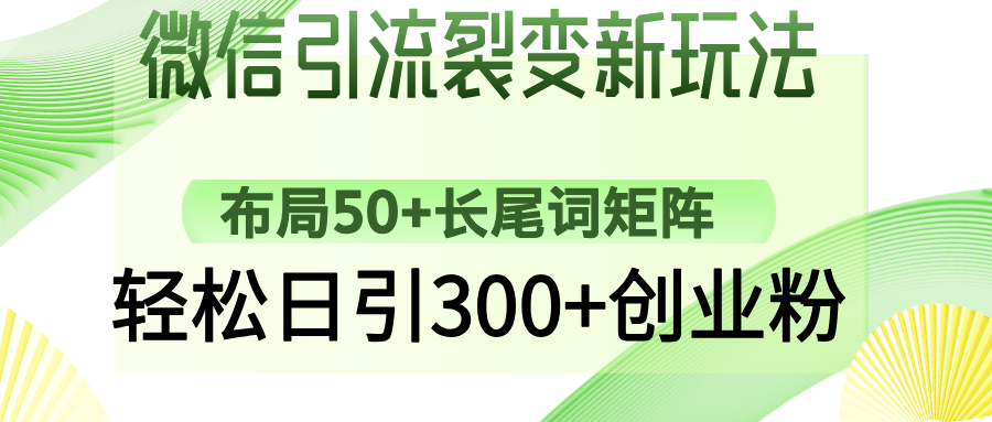 微信引流裂变新玩法：布局50+长尾词矩阵，轻松日引300+创业粉-诺贝网创