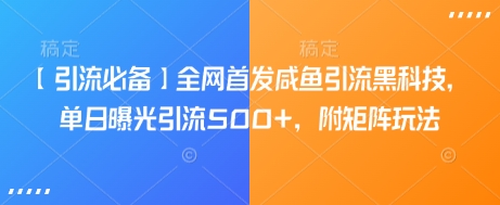 【引流必备】全网首发咸鱼引流黑科技，单日曝光引流500+，附矩阵玩法【揭秘】-深鱼云创