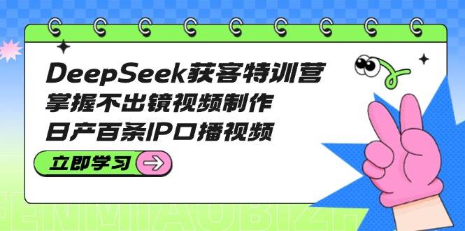 DeepSeek获客特训营：掌握不出镜视频制作，日产百条IP口播视频-云网创