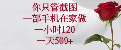 你只管截图，一部手机在家可以做，一小时120.一天5张+【揭秘】-星源网创