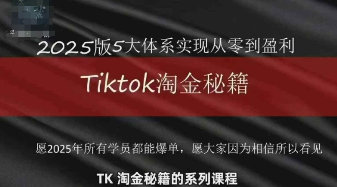 TikTok跨境2025淘金秘籍，​2025TikTok从0到盈利变现-闲云网创闲云网创