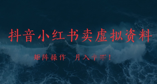 抖音小红书卖虚拟资料，市场需求一直存在，矩阵操作，月入1w+-云网创