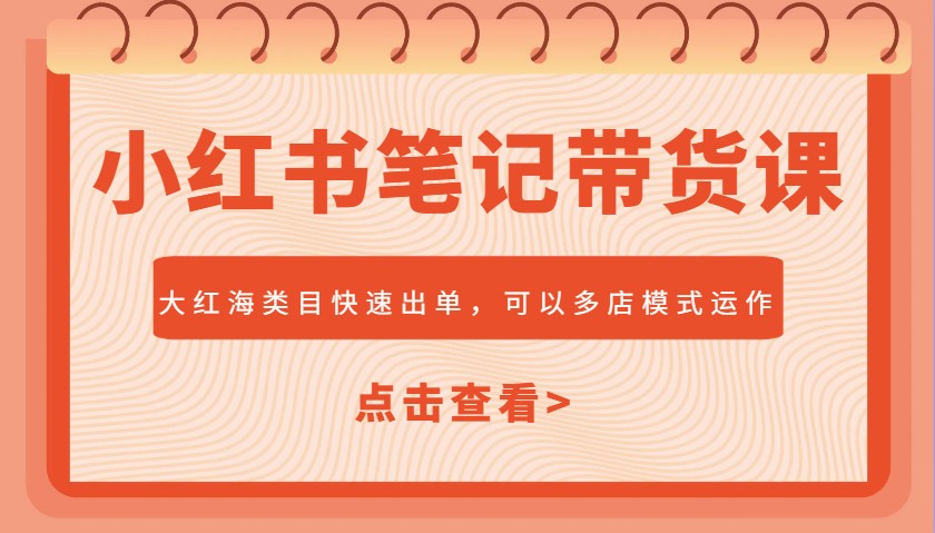 小红书笔记带货课，大红海类目快速出单，市场大，可以多店模式运作(更新)-梦想网创