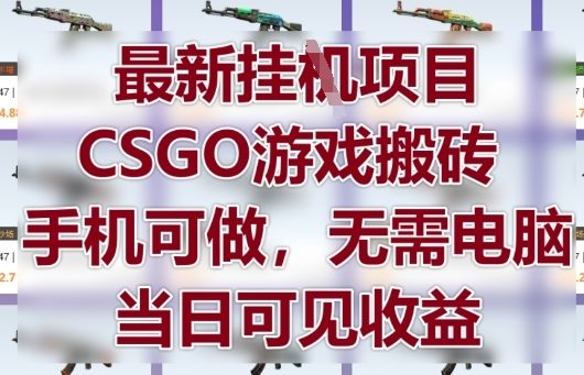 最新挂G项目，CSGO游戏搬砖，手机可做，无需电脑，当日见收益【揭秘】-云网创