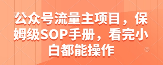 公众号流量主项目，保姆级SOP手册，看完小白都能操作-阿迪云资源网