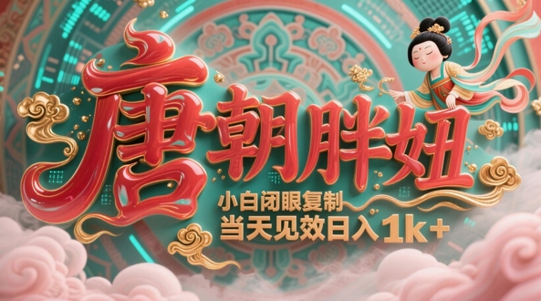 用AI克隆“唐朝胖妞”日更3条，平台疯狂推流，小白闭眼复制，当天见效，日入1k+-顺风云网创