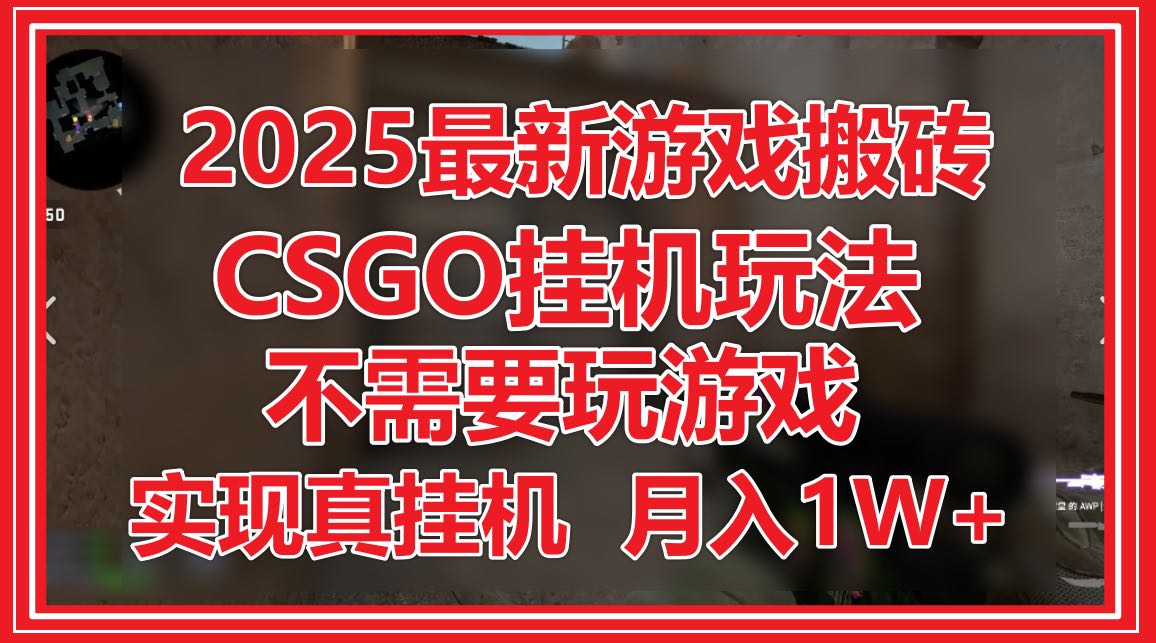 2025最新游戏搬砖，CSGO挂机，不需要玩游戏，实现真挂机，月入1W+-91网创