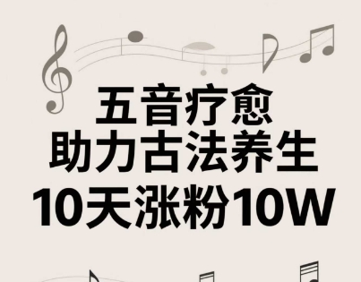 古法五音养生教程，五音疗愈的视频的制作方法，2-4小时就能学会，作者10天涨粉10W-一桶金资源分享创云网创