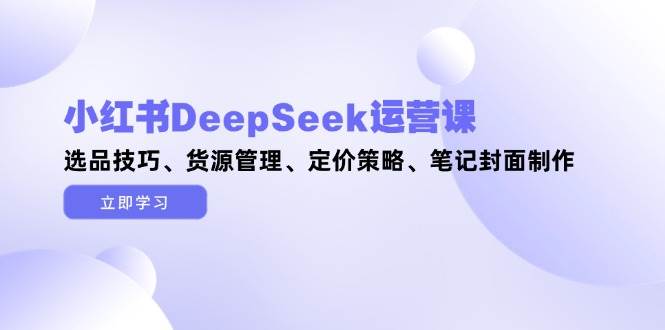 小红书DeepSeek运营课，选品技巧、货源管理、定价策略、笔记封面制作-或|网创人人推
