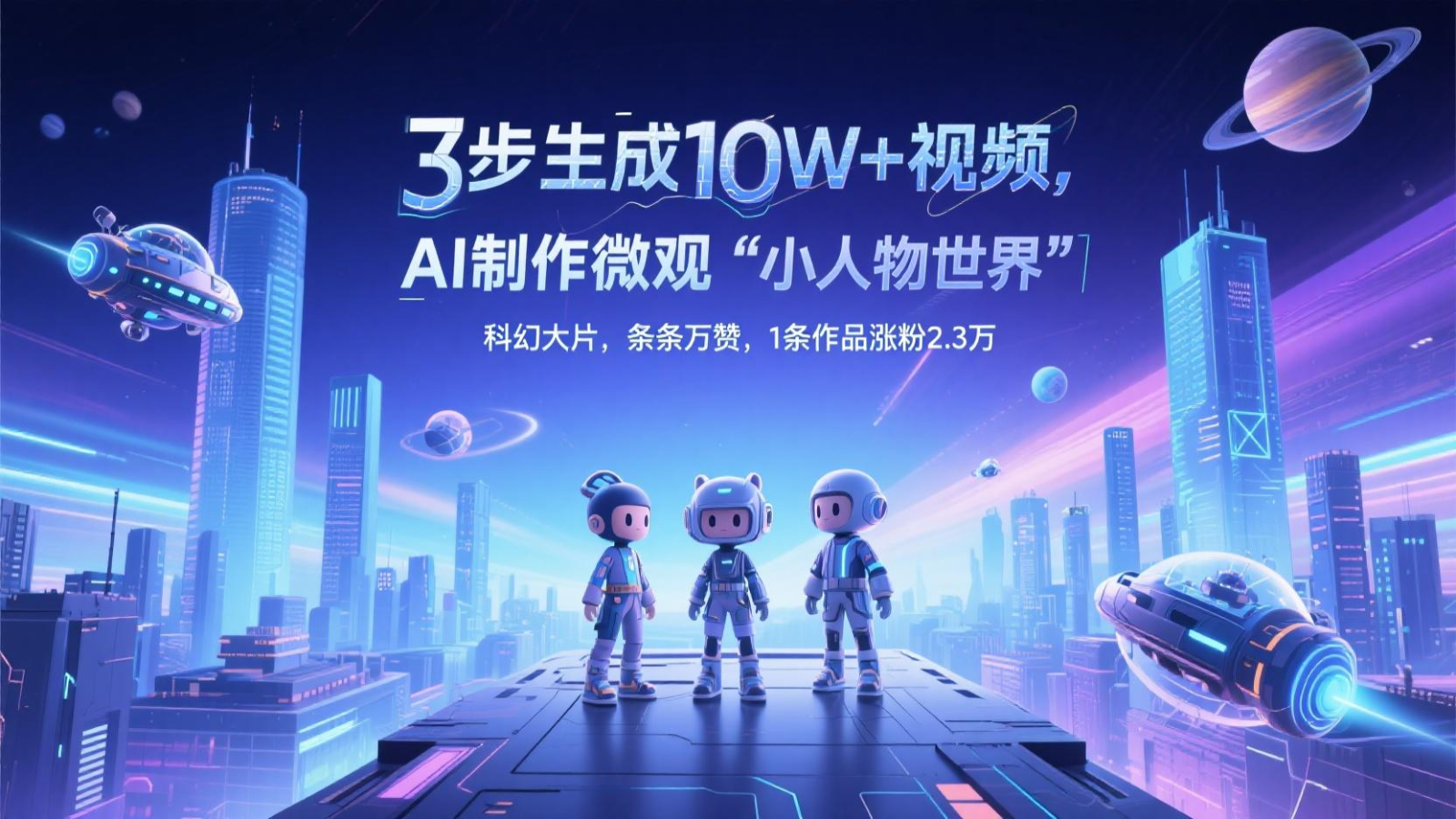 三步生成10W+视频，AI制作微观“小人物世界”科幻大片，条条万赞，1条作品涨粉2.3万-或|网创人人推
