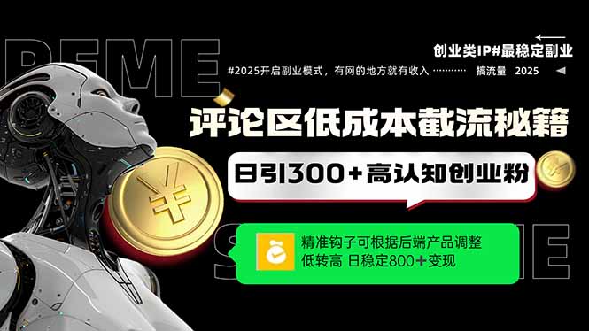 评论区低成本引流秘籍，精准钩子直击用户，单账号日增300+创业粉，日稳…-起鸣助创社
