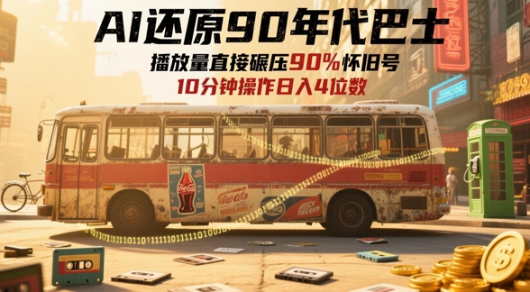 AI还原90年代巴士，一帧就让70后泪崩，播放量直接碾压90%怀旧号，每天操作十分钟，日入四位数-起鸣助创社