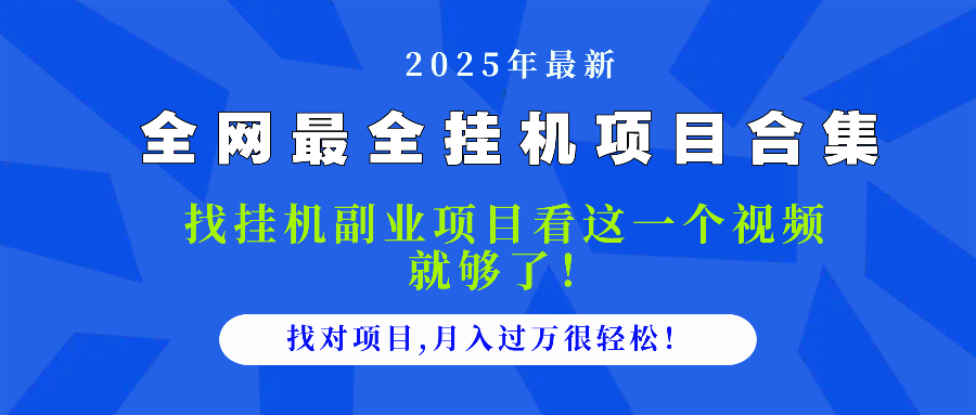 2025最全挂机项目合集 找项目看这一个视频就够了，做对项目月入过万很…-全网项目资源网创