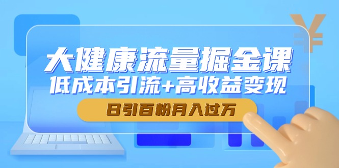大健康流量掘金课，低成本引流+高收益变现，日引百粉月入过万-清枫云网创