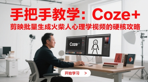 手把手教学：Coze + 剪映批量生成火柴人心理学视频的硬核攻略-幽幽云网创幽幽云网创