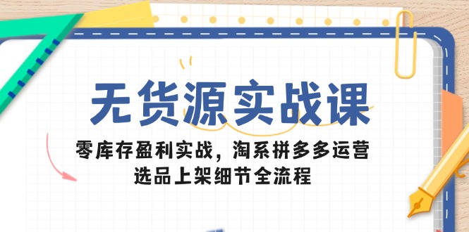 无货源实战课：零库存盈利实战，淘系拼多多运营，选品上架细节全流程-ACE云网创