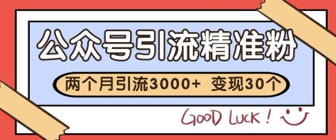 公众号精准粉引流玩法，2个月3000+精准粉，变现30个W【揭秘】-创云资源分享创云网创