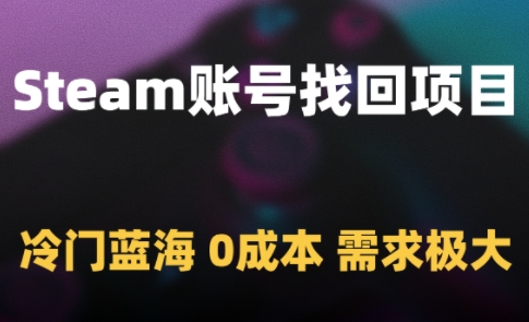 Steam账号找回项目，冷门蓝海，0成本，需求极大-起鸣助创社