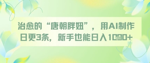 治愈的“唐朝胖妞”，用AI制作日更3条，新手也能日入多张-优优云网创
