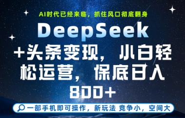 DeepSeek+头条变现，保姆级教学，小白轻松上手，日入8张+【揭秘】-风云分享