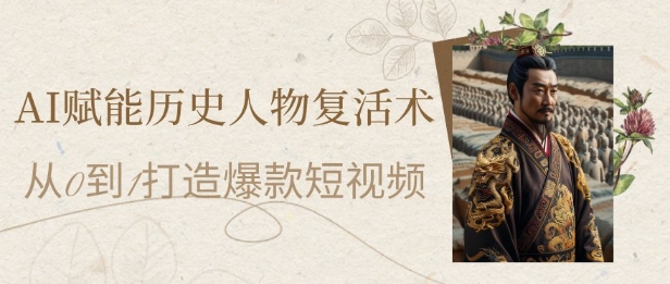 AI赋能历史人物复活术：从0到1打造爆款短视频，7天涨粉10W，小白也能月入过1W-网创前栈