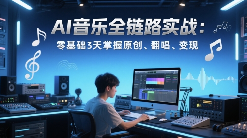 AI音乐全链路实战变现课：零基础3天掌握原创、翻唱、变现-一五七云网创