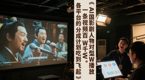 AI三国影视剧人物对口型唱歌玩法，一条视频百W千W播放，各平台的分成计划吃到飞起-思启网
