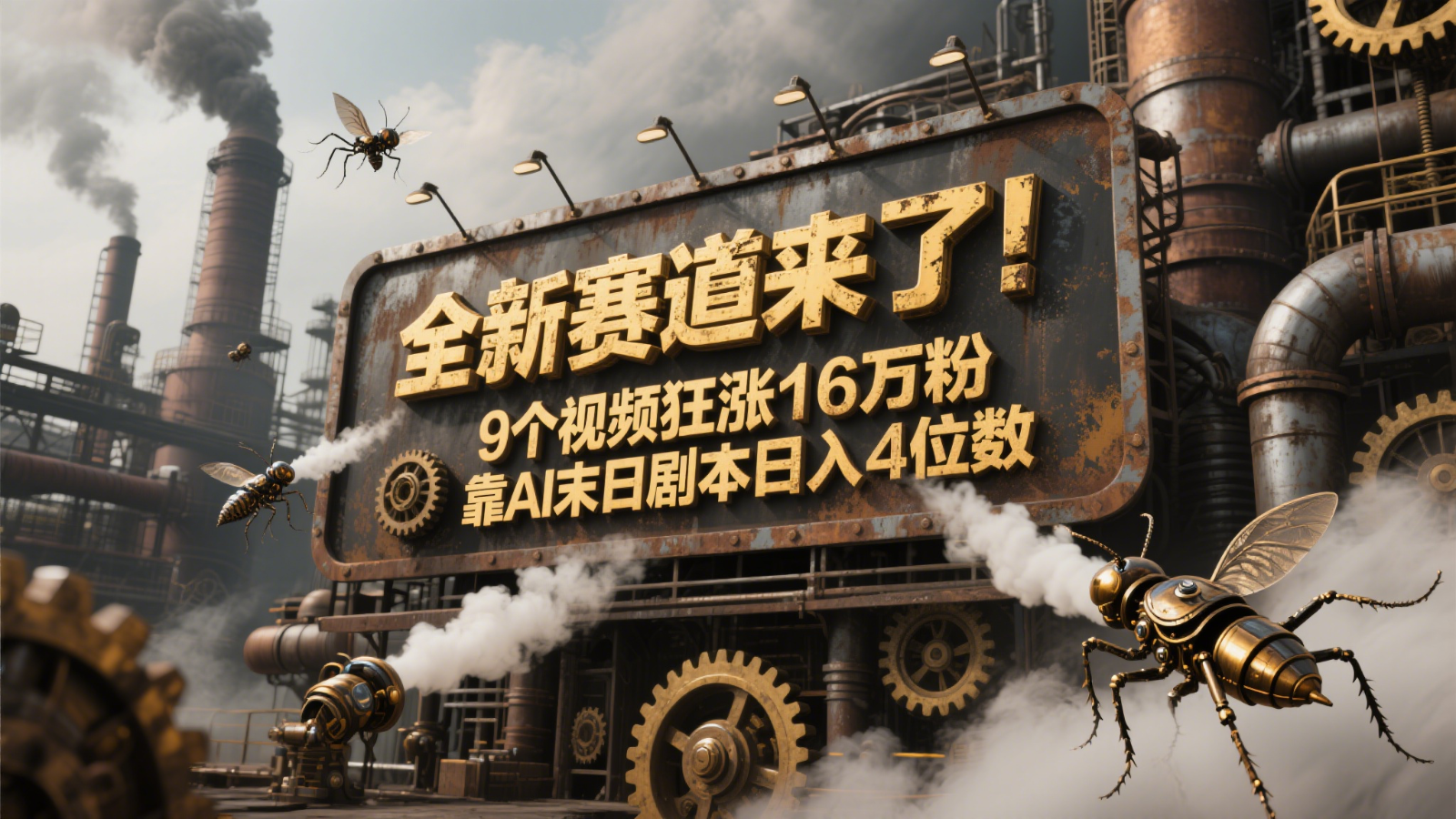 全新赛道来了！9个视频狂涨16万粉，靠AI末日剧本日入4位数，评论区爆肝追更！-起鸣助创社