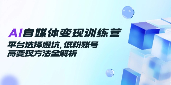 AI自媒体变现训练营，平台选择避坑，低粉账号高变现方法全解析-优优云网创优优云网创资源站