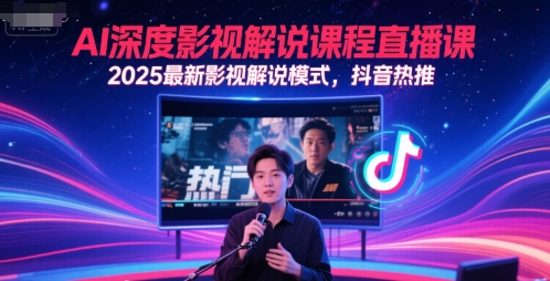 AI深度影视解说课程直播课，2025最新影视解说模式，抖音热推-云网创