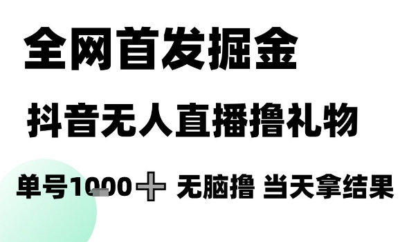 全网首发掘金抖音无人直播撸礼物，单号1k +无脑撸，当天拿结果【揭秘】-共赢云网创