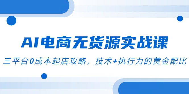 AI电商无货源实战课，三平台0成本起店攻略，技术+执行力的黄金配比-无忧云创